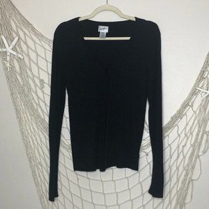Vintage JACQUELINE FERRAR Navy Ribbed Sparkle Cardigan Sweater S